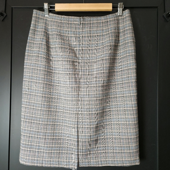 NWT $68 T TAHARI PLAID BLACK/CREAM PENCIL SKIRT SIZE 14 - Picture 3 of 8